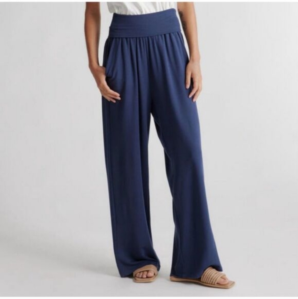 Quince French Terry Black Wide-Leg Pants